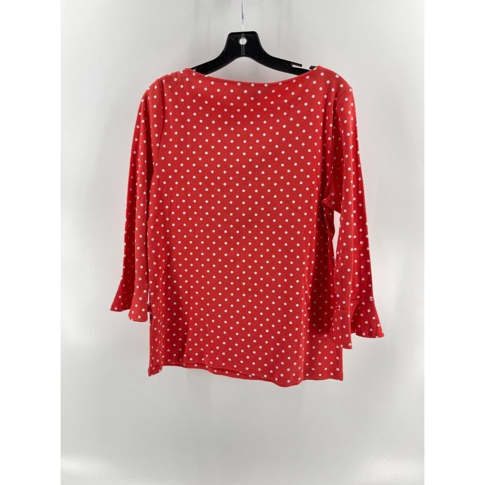 Lauren Ralph Lauren Women's Orange Long Sleeve Polka Dot Top Shirt Size XL - Picture 4 of 11